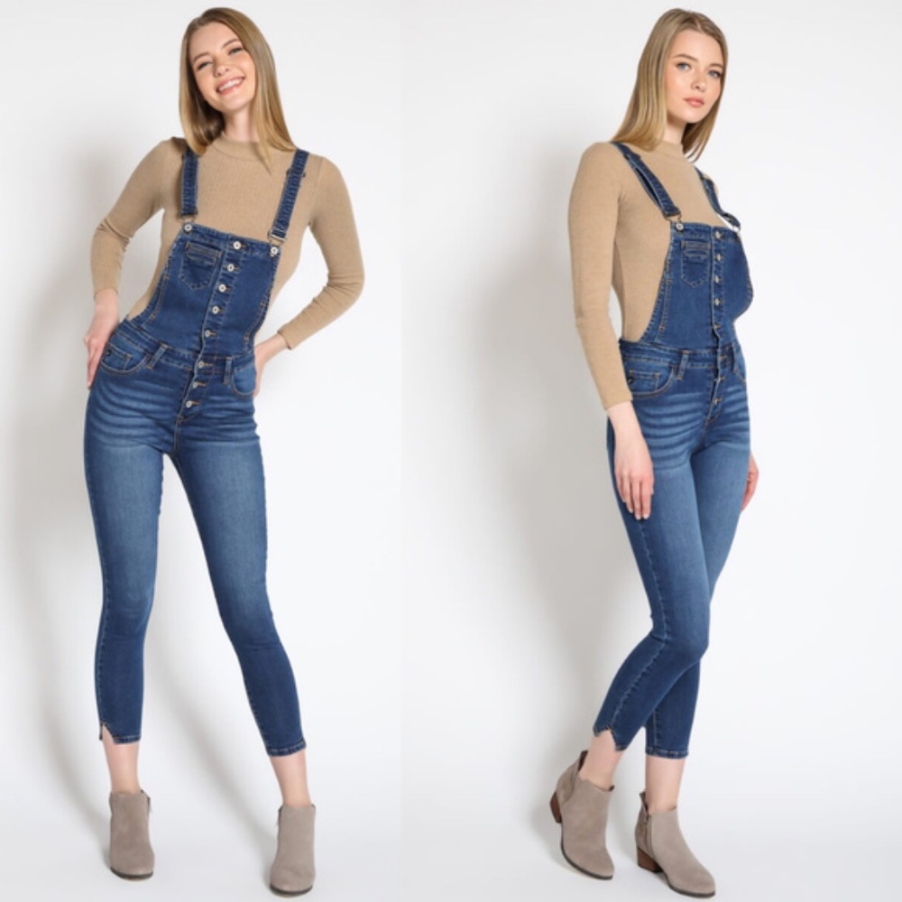 SCHEANA Button Detail Overalls - Picture 2 of 4